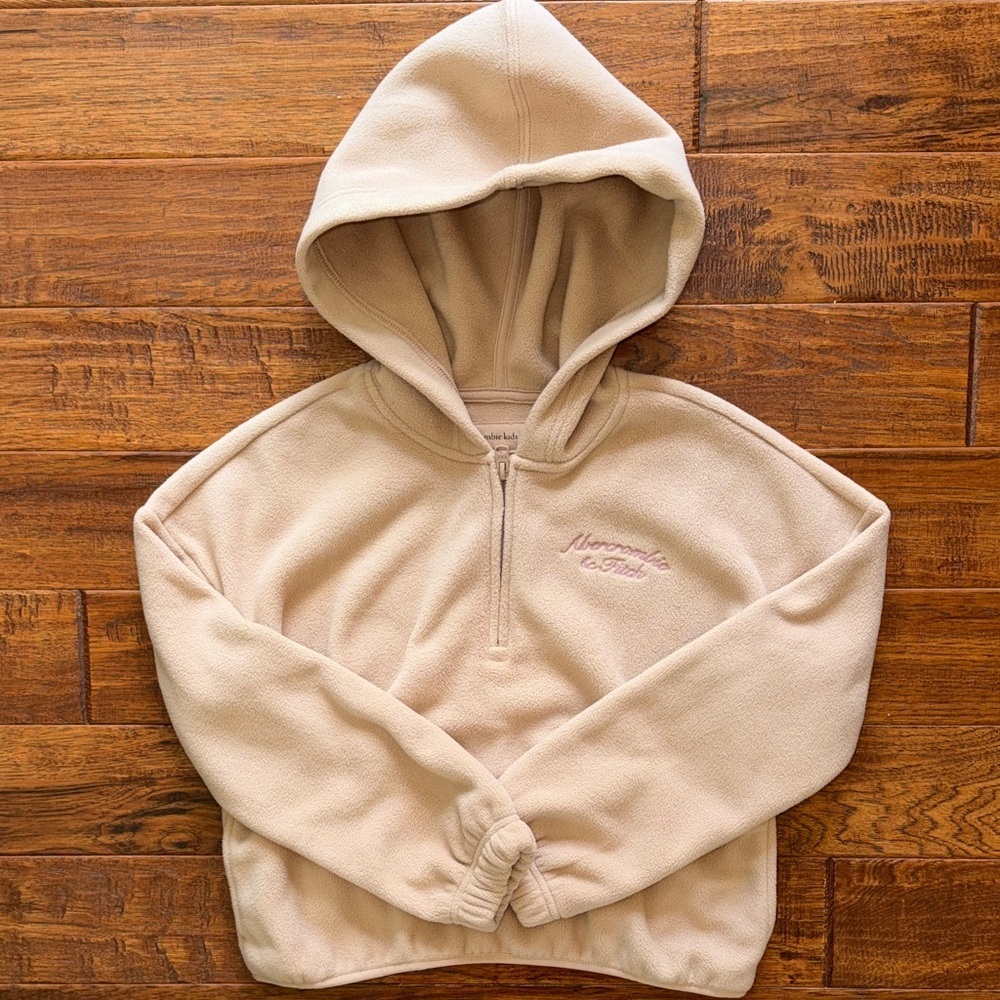 Abercrombie & Fitch Kids half zip popover fleece Tan/Cream Hoodie 9-10